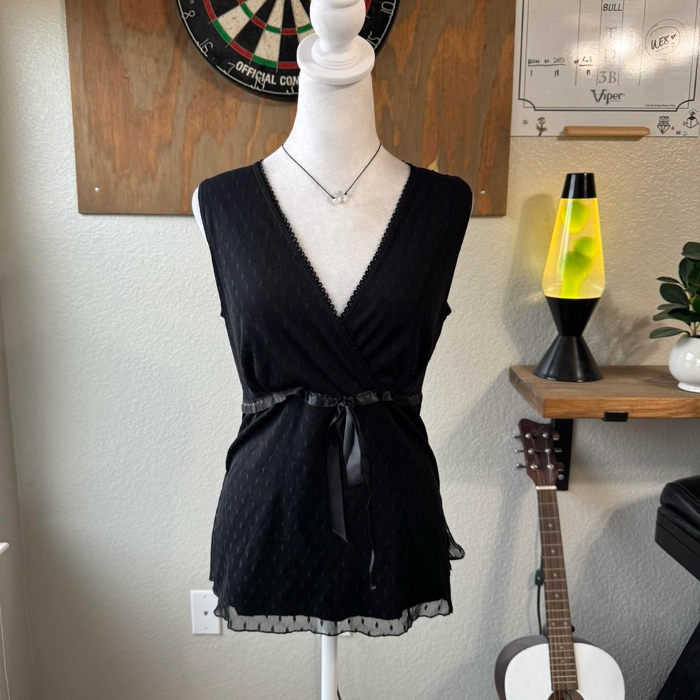 Black sheer lace babydoll top!